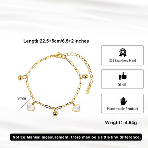 Elegant summer beach womens 18K PVD <b>Gold</b> Plating stainless steel Jewelry Shell Heart <b>Anklet</b> pendant for Girls - Product Image 4