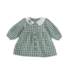 Robe à carreaux pour filles d'automne, robe à manches longues pour enfants, robe en coton pour bébé fille - Product Image 1