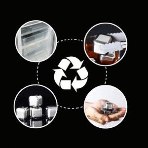 Meilleures ventes : Accessoires de bar en acier inoxydable 304, ensemble de pierres réutilisables pour boissons glacées, glaçons métalliques pour whisky, pour les fêtes - Product Image 3
