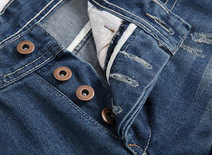 Nuovi Jeans Casual da Uomo Taglie Forti, <span class=keywords><strong>Pantaloni</strong></span> Giovanili Strappati <span class=keywords><strong>con</strong></span> Tasche Piatte Intrecciate e Decorazioni a Fori in Tessuto Canvas - Product Image 3