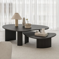 Juego de Mesa de Centro Moderna Irregular con Mesas Auxiliares, Combinación de Mesa de Centro para Sala de Estar, Mesa Decorativa de Madera para el Hogar