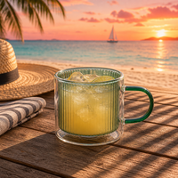 Tasses en verre borosilicate à double paroi de 240 ml (8 oz) avec poignée colorée pour le latte, le café, le thé, le lait