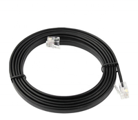 Cable Telefónico Modular HJX RJ12 6P6C Macho a Macho de 6 Hilos de Cobre, con Cubierta Plana de PVC Gris para Interiores, Cable de Conexión de 5 Metros