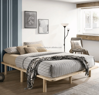 Cadre de lit plateforme en bois de pin massif naturel Design moderne Style simple Chambre simple Double Queen Size Hôtel Décoration intérieure