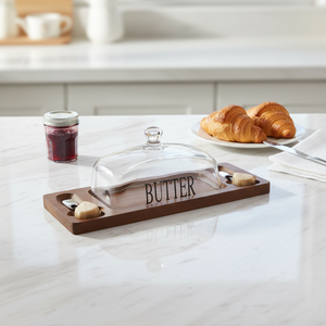 Piatto in <span class=keywords><strong>Vetro</strong></span> per Burro e Formaggio <span class=keywords><strong>con</strong></span> <span class=keywords><strong>Coperchio</strong></span> e Coltello, Senza BPA e Portatile, Contenitore per Torte e Dessert per Feste e Ristoranti - Product Image 2