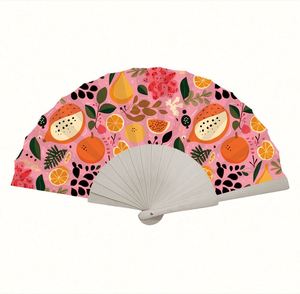 Craft Advertising Promotion Wooden Handheld Portable Folding Fan Flower Animal Angel Painting Design 33cm Souvenir for Home - Product Image 3