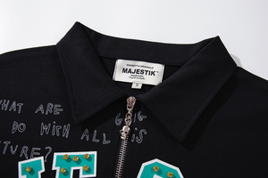 Nuova Collezione: Polo con Mezza Zip per Uomo, Abbigliamento di Alta Qualità con Stampa in Strass, T-shirt Majestik a Maniche Corte per Uomo - Product Image 3