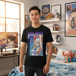 T-shirt a maniche corte da uomo One Piece Yamato Three Haki, top in cotone con licenza ufficiale, costume anime - Product Image 3