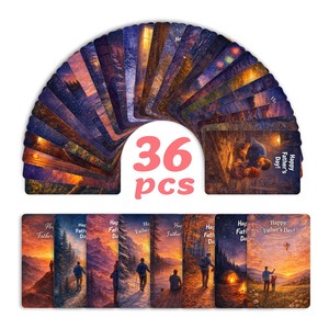 Lot de 36 cartes de vœux pour la <span class=keywords><strong>Fête</strong></span> <span class=keywords><strong>des</strong></span> <span class=keywords><strong>Pères</strong></span> en papier couché, imprimées en couleur, cartes commémoratives de remerciement pour papa, cadeaux transfrontaliers - Product Image 1