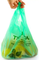 Sacs de courses en plastique biodégradables, pratiques, robustes, avec poignées, personnalisés, grands sacs de courses en plastique