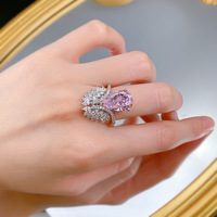 Bague de fiançailles en argent sterling 925 avec zircon cubique en forme de poire