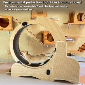 Rueda de ejercicio <span class=keywords><strong>para</strong></span> gatos de madera de 55 pulgadas, tabla de rascar, alfombrilla desmontable, marco de escalada, <span class=keywords><strong>nido</strong></span> 5 en 1, mascota de interior multifuncional - Product Image 3