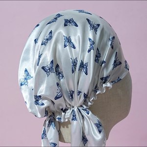 Turbante personalizzato in seta satinata con stampa floreale musulmano Pre-legato da <span class=keywords><strong>donna</strong></span> copricapo in poliestere colorato sciarpa per la testa Bandana - Product Image 2