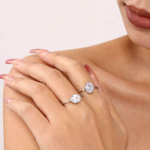 Anillos Resistentes al Deslustre e Impermeables de Buena Calidad, Anillo de Acero Inoxidable 316L Chapado en Oro PVD de 14k y 18k con Zirconia, Anillo de Compromiso para Mujer - Product Image 3