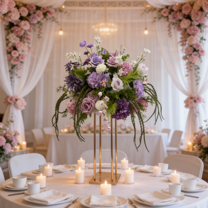 Centrotavola Artificiale Premium con Rose e Mughieri Bianchi in Seta per Decorazioni di Matrimoni, Eventi e Banchetti - Product Image 3