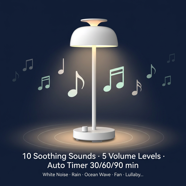 USB-Operated Novelty Nightlight Lamp with 10 Soothing Sounds LED RGB Night Light with Breathing Light for Sleep