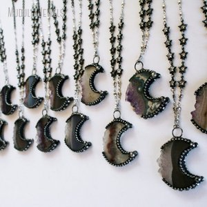 Collier en tranches d'améthyste, croissant de lune, cristal de Druzy soudé, Talisman, pierre précieuse, <span class=keywords><strong>Luna</strong></span>, sorcière lunaire, Goth, <span class=keywords><strong>bijoux</strong></span> Boho, NM44213 - Product Image 5