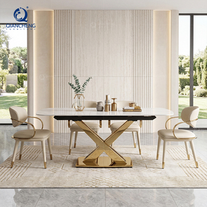 <span class=keywords><strong>Table</strong></span> à manger extensible moderne personnalisée, gain de place, pieds en métal, plateau en ardoise blanche - Product Image 3