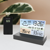 Station météo sans fil avec écran transparent, capteur extérieur, température, humidité, baromètre et prévisions
