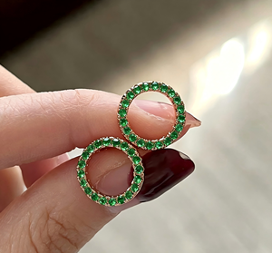 Orecchini a Cerchio Cavi, Orecchini a Cerchio con Zirconi Verdi Brillanti, Gioielli Minimalisti a Forma di Anello Rotondo, Accessori per Uso Quotidiano, Matrimoni e Feste - Product Image 2