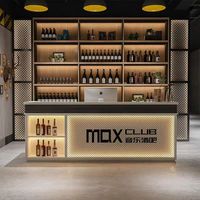 Comptoir de bar LED moderne pour café, hôtel et centre commercial, mobilier sur mesure, nouveau design, tables de bar en bois et en verre pour discothèques