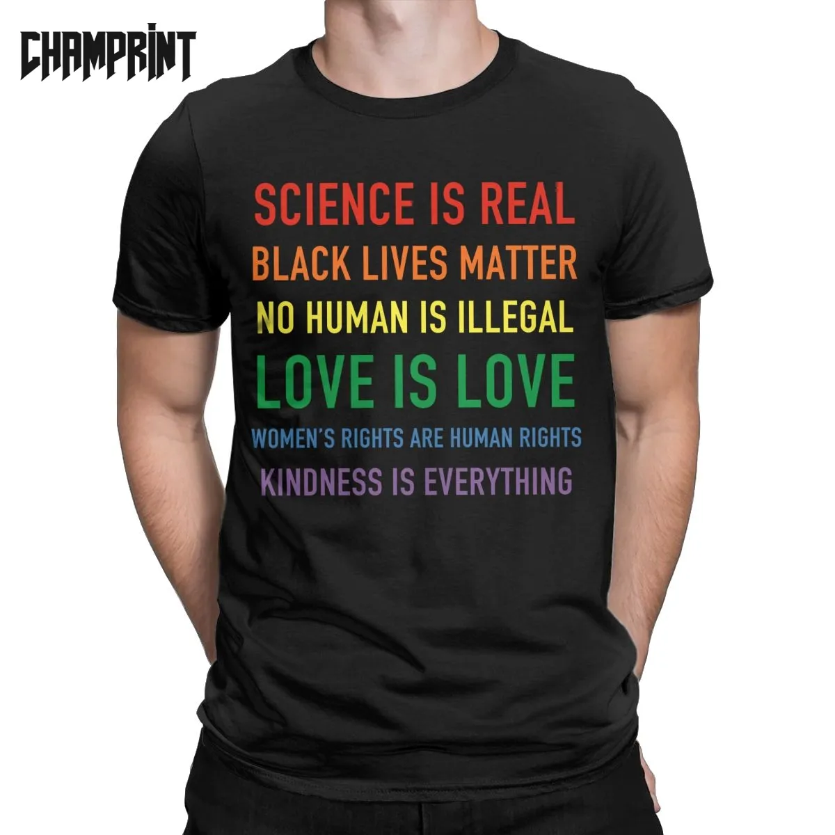 Science Is Real Black Lives Matter T Shirts for Men Cotton T-Shirts O Neck Police Rip Peace America Tee Shirt Short Sleeve Tops