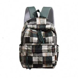 Custom Woolen Plaid <b>Backpack</b> 2025 New Female College Student Schoolbag Large Capacity Casual Travel <b>Backpack</b> - Product Image 1