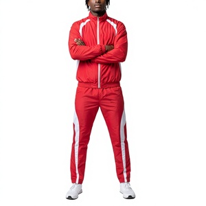 Nueva Colección de Invierno, Conjuntos Deportivos Vintage con Capucha, Estilo Urbano, Rojo y Blanco 2026, Conjunto de 2 Piezas, Ropa Deportiva Personalizada de Talla Grande en Algodón - Product Image 1