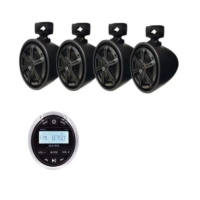 Boat ATV UTV Accessory marine stereo 6.5'' Waterproof Tower LED Light IP66 Marine Wakeboard Speakers