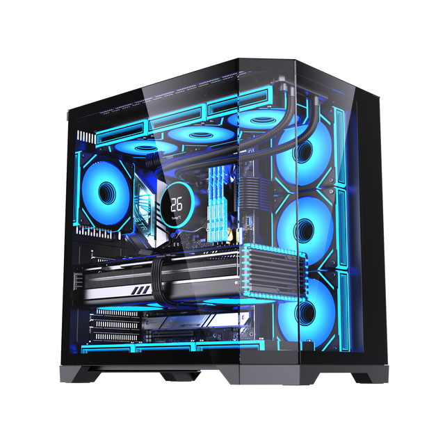 2026 Factory Direct Screen Display Sea-view Room Computer EATX Oversized Tempered Glass & Black PC ATX Gamer Full Tower