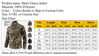 Veste polaire camouflage pour homme, fermeture éclair intégrale, col montant, veste tactique légère, camouflage, chasse, randonnée, camping