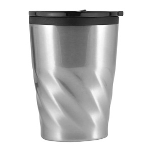 Taza Ello Twist de 350ml y 12oz al por mayor, taza de acero inoxidable 304, regalo promocional MS034, taza de doble pared con tapa de plástico negro en stock - Product Image 6
