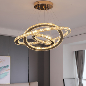 110V-240v <span class=keywords><strong>luminaires</strong></span> suspendus lustres en cristal modernes lampes suspendues en acier inoxydable décoratif pour salon Source d'alimentation ca - Product Image 5