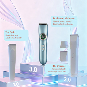 Sicherer und schmerzloser Gesichts- und Körperhaarentferner, Doppelkopf-Trimmer für Gesicht, Bikinizone, Achseln, wasserdichter Damen-Elektrorasierer, Epilierer - Product Image 5
