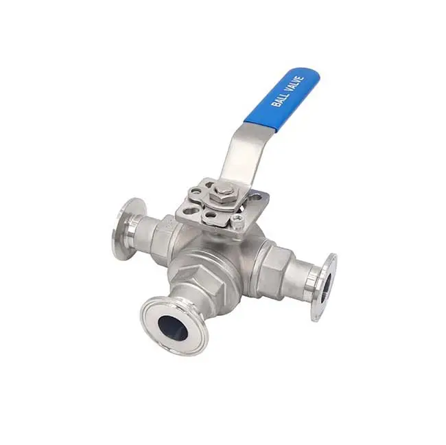 Korean Manufactured Fittings 3-Way Ball Valve Hot Sale Cheap Price Automatic Control Sanitary 3-Way Ball Valve ISO Pad