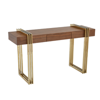 Table d'entrée de luxe à cadre métallique pour salon Hall Table console en bois MDF avec dessus