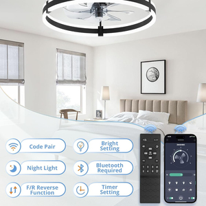 Trần người hâm mộ với đèn và điều khiển từ xa hiện đại Flush núi LED fan <span class=keywords><strong>Light</strong></span> Đèn chùm quạt trần cho phòng ngủ - Product Image 5