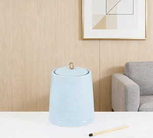Pot à bougie en céramique conique moderne avec couvercle, récipient à bougie vide minimaliste avec poignée en corde pour la décoration de la maison - Product Image 5
