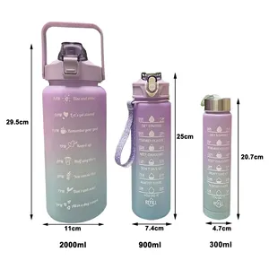 3pcs Botella Agua 2000ml 900ml 300ml water bottle termos Gym Water Bottle Set With Straw