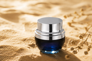 Pote de Creme Cosmético de Vidro Luxuoso de 20g, 30g, 50g, Embalagem Azul para Cuidados com a Pele, Tampa Prateada, Recipiente Vazio com Logotipo Personalizado para Creme Facial - Product Image 4