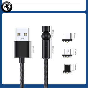 Cable de Carga Magnético Giratorio Kinggard 540 USB 2.0 con Diseño Trenzado de Nailon en Forma de <span class=keywords><strong>L</strong></span> de 2.4A para Teléfono y Banco de Energía - Product Image 2