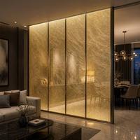 Verre feuilleté ultra-transparent 8+8mm avec intercouche en tissu de soie dorée, feuille de verre décorative opaque pour l'intimité, taille personnalisée pour l'intérieur