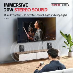 <span class=keywords><strong>Enceintes</strong></span> bibliothèque Microlab B70BT 2.0 canaux V5.3 20W, système audio bidirectionnel avec crossover, moniteur de studio pour PC, home cinéma, musique Hi-Fi - Product Image 3