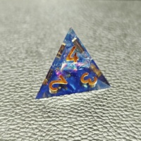 LuxeRoll Deep Blue Iridescent Holographic Foil Sharp Edge Resin Dice Set 7Pcs Polyhedral DND Dice for TRPG Tabletop Game Dice
