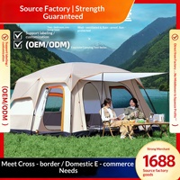 Tente de toit 096 pleine gamme, deux chambres, un salon, double couche, pliable, portable, résistante au soleil, imperméable, tente de camping toutes saisons