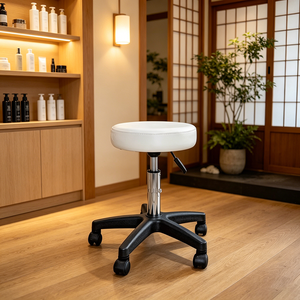 Chaise de barbier réglable en métal avec revêtement en cuir synthétique et système hydraulique pour salon commercial et barbier - Product Image 1