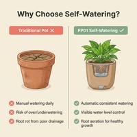 Pot auto-arrosant avec niveau d'eau visible et ventilation, pot à 2 couches avec doublure intérieure transparente pour plantes d'intérieur
