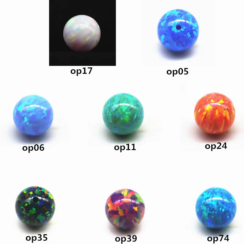 2-12mm 92 çok renkli sentetik opal yuvarlak boncuk OP #01-OP92 beyaz/mavi ateş opal boncuk gevşek taşlar tam/yarım delik boncuk opal