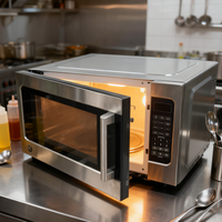 Nouveau Four à micro-ondes combiné de comptoir économique en acier inoxydable noir avec plateau tournant intégré de 1200 watts, meilleures dimensions