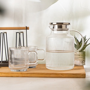 Công Suất Lớn 1500Ml Cao Thủy Tinh Borosilicate Bình Với Nắp Gân Xử Lý Cách Nhiệt Nước Bình Cho Đảng Sử Dụng - Product Image 5